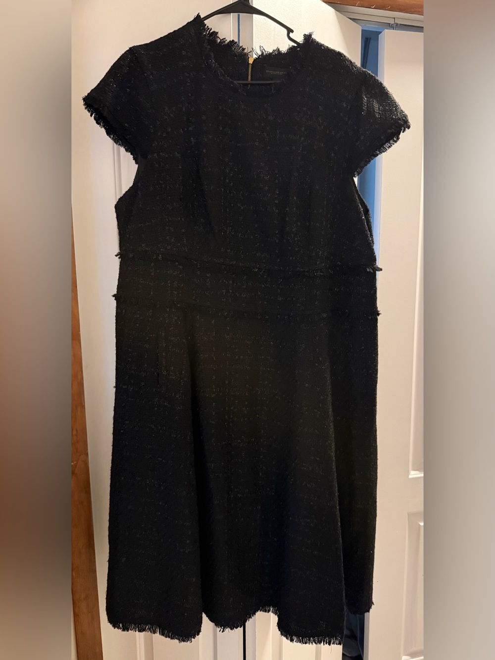 Donna Karan Black Textured Midi Dress